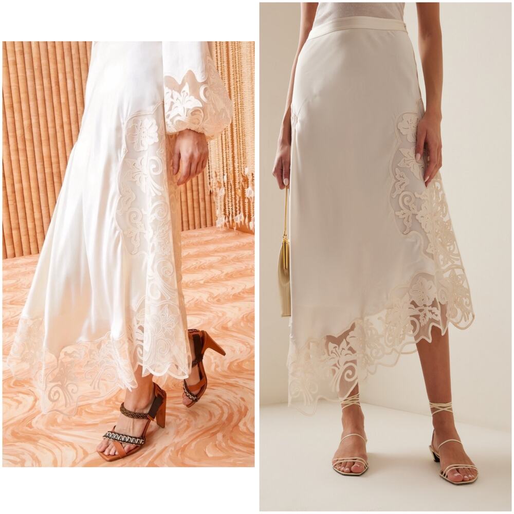 Ulla Johnson Cressida Lace White Ivory Slip Midi Maxi Long Skirt NWT 2 / Small - Picture 10 of 10